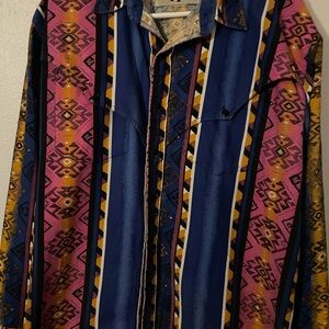 Rodeo Active Vintage Western Shirt Mens Large Bold Southwestern Multicolor